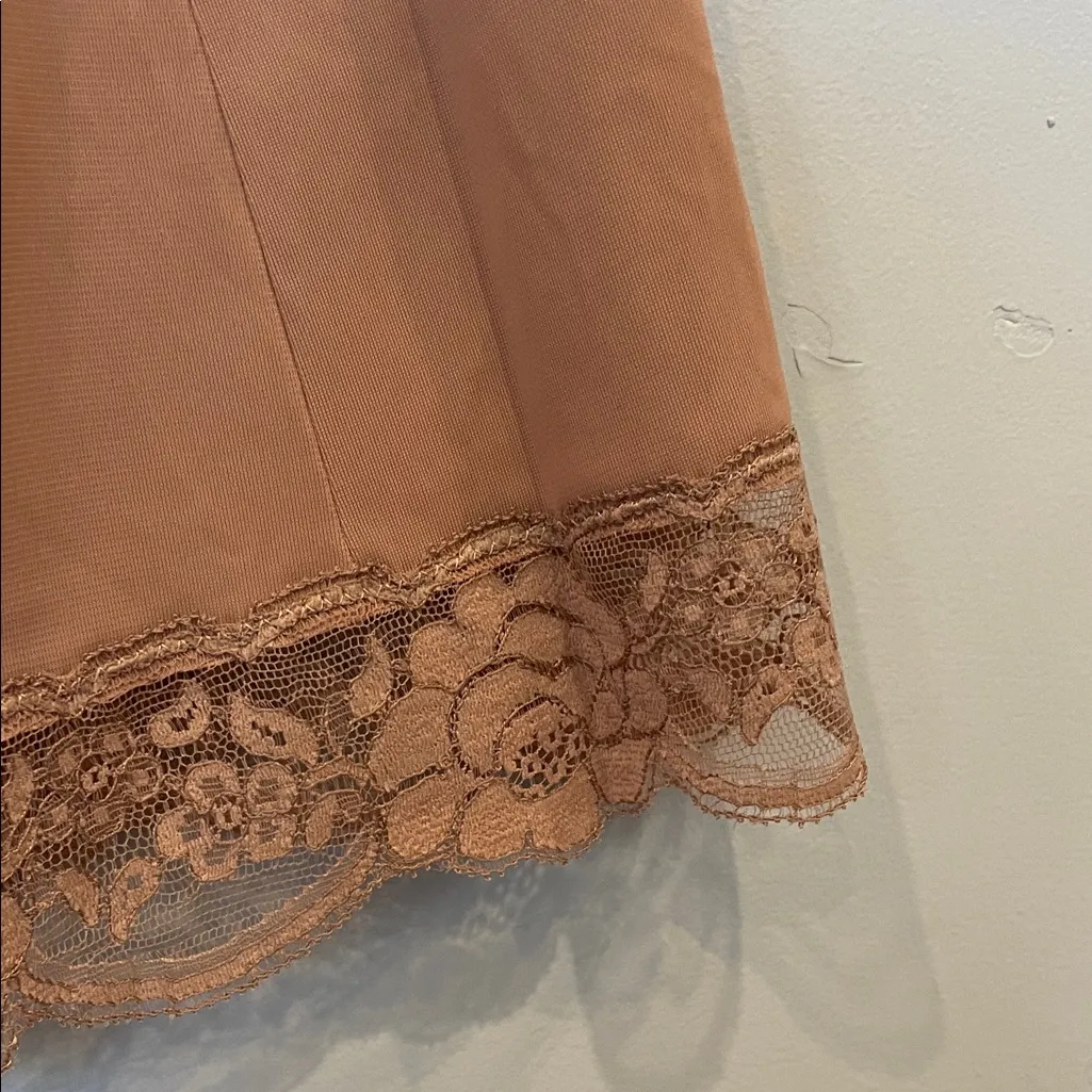 Tan vintage Lace Trim Slip women’s small Brown - Image 2