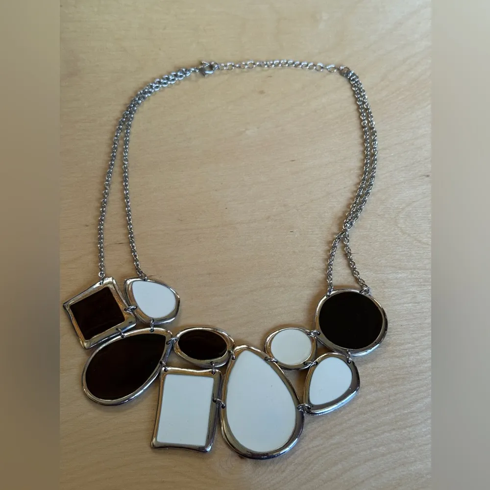 Chunky Silver and Black Statement Necklace - Image 3