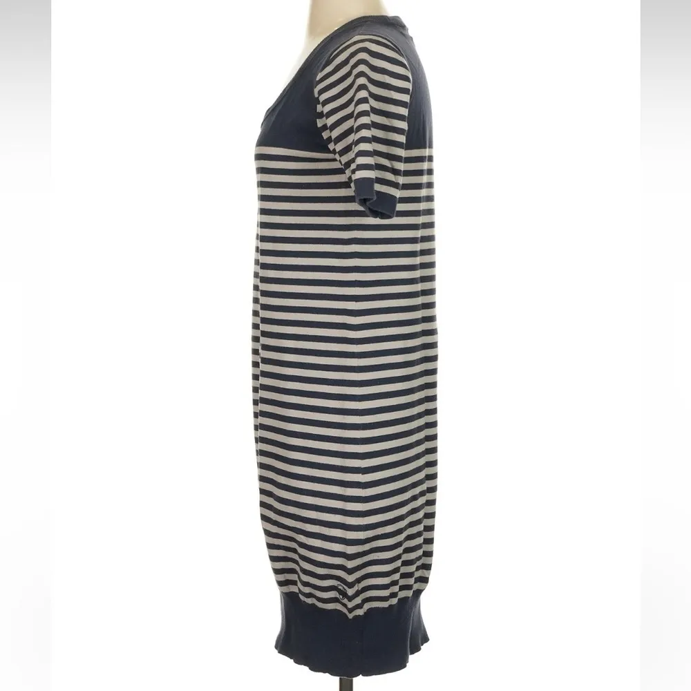 Vintage The Original Ben Sherman Navy Grey Stripe Sweater Dress Size Small S Blue - Image 3