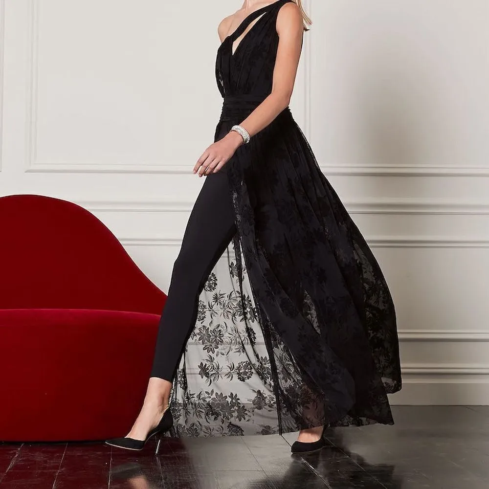 Chiara Boni La Petite‎ One-Shoulder Jumpsuit Floral Tulle Overskirt IT38 US2 - Image 12