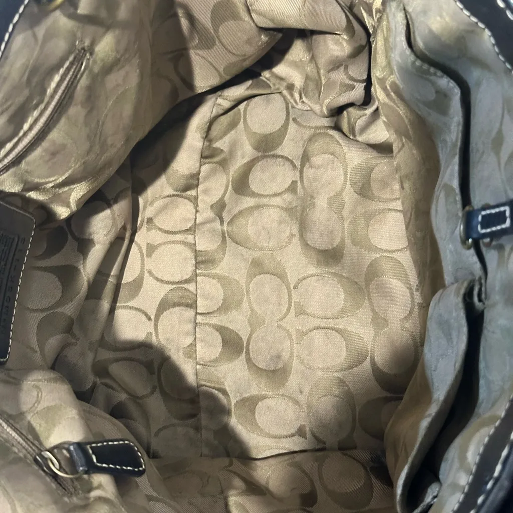 Coach woven tote with black leather - Image 8