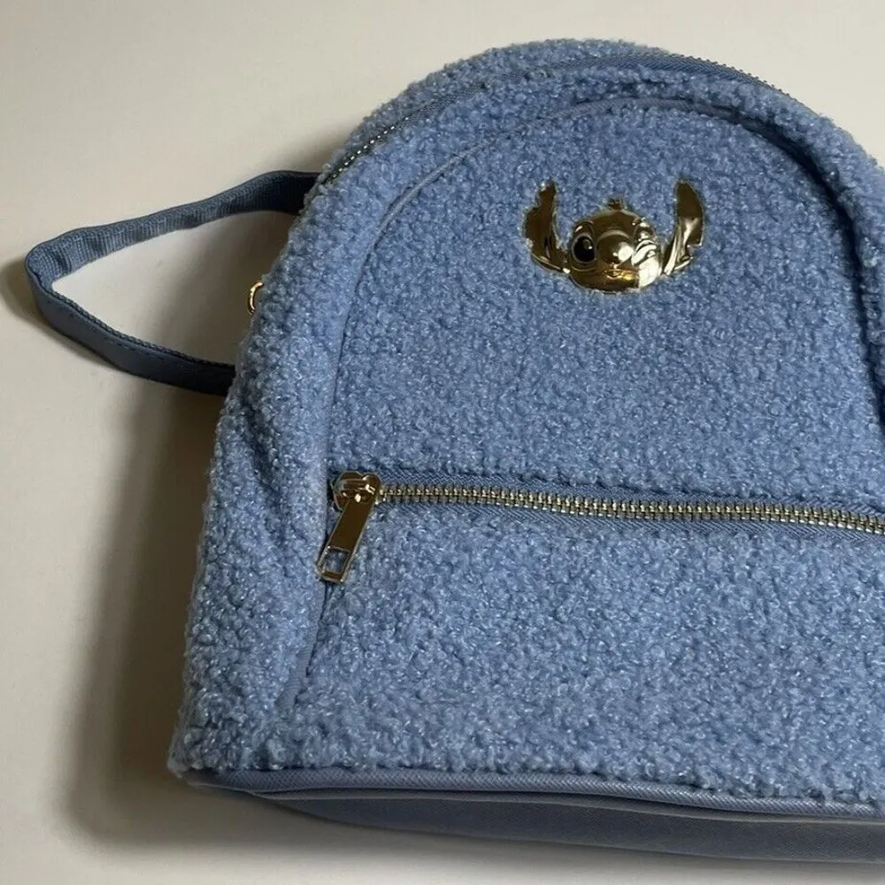 Disney Stitch Blue Plush & Gold Mini Backpack Bioworld Lilo and Stitch RARE - Image 2