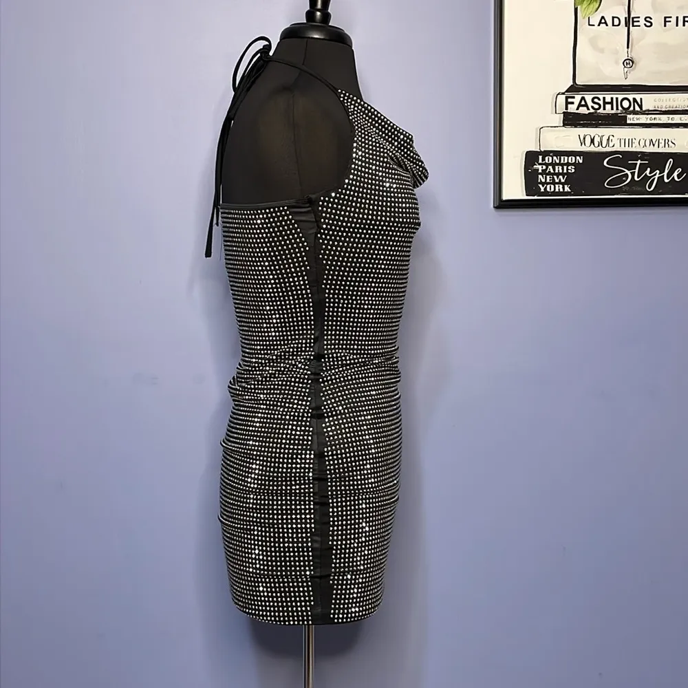 Thirty / Thirty LA Sparkling Silver Halter Dress Size Small Black - Image 5