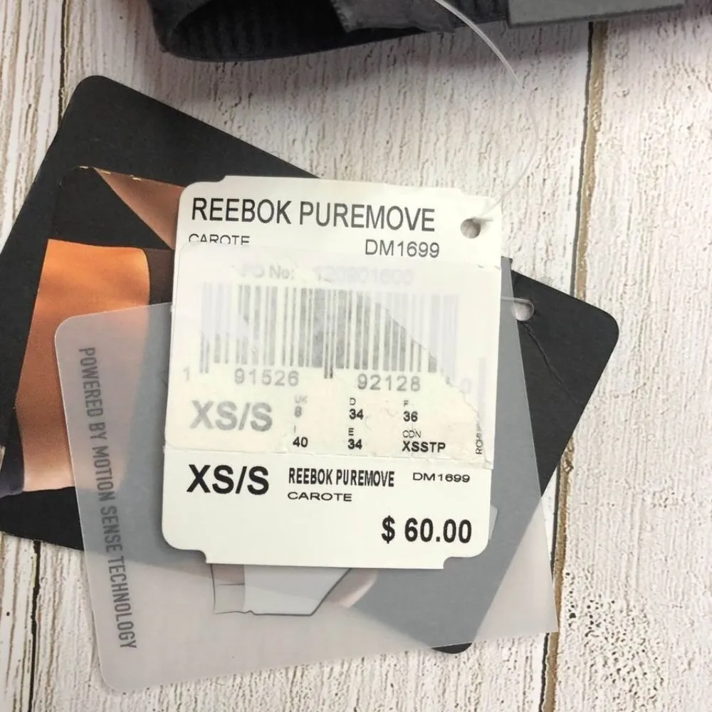 Reebok PureMove Sports Bra‎ Orange Black Workout Fitness Gym XS/S - Image 3