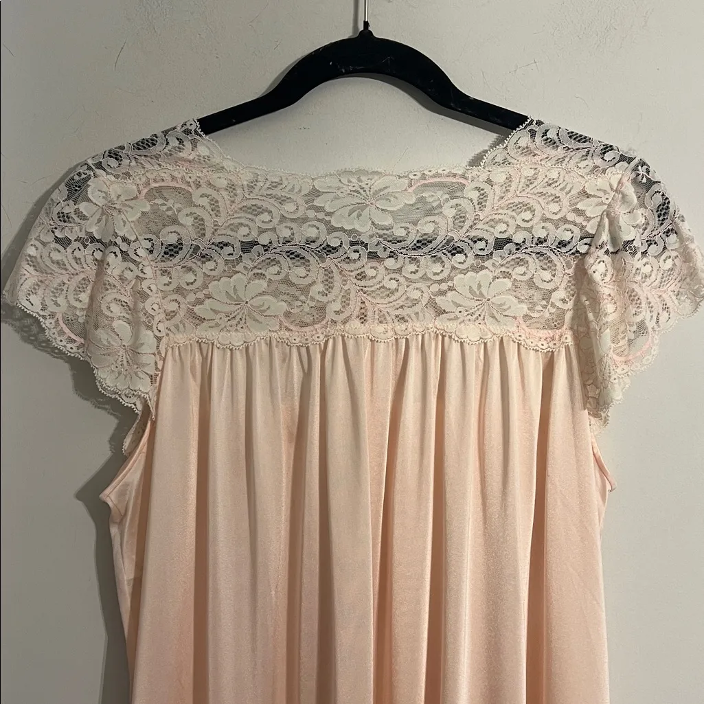 Shadowline Peignoir Robe and Full Sweep Nightgown Set Small Pink Vintage USA - Image 9