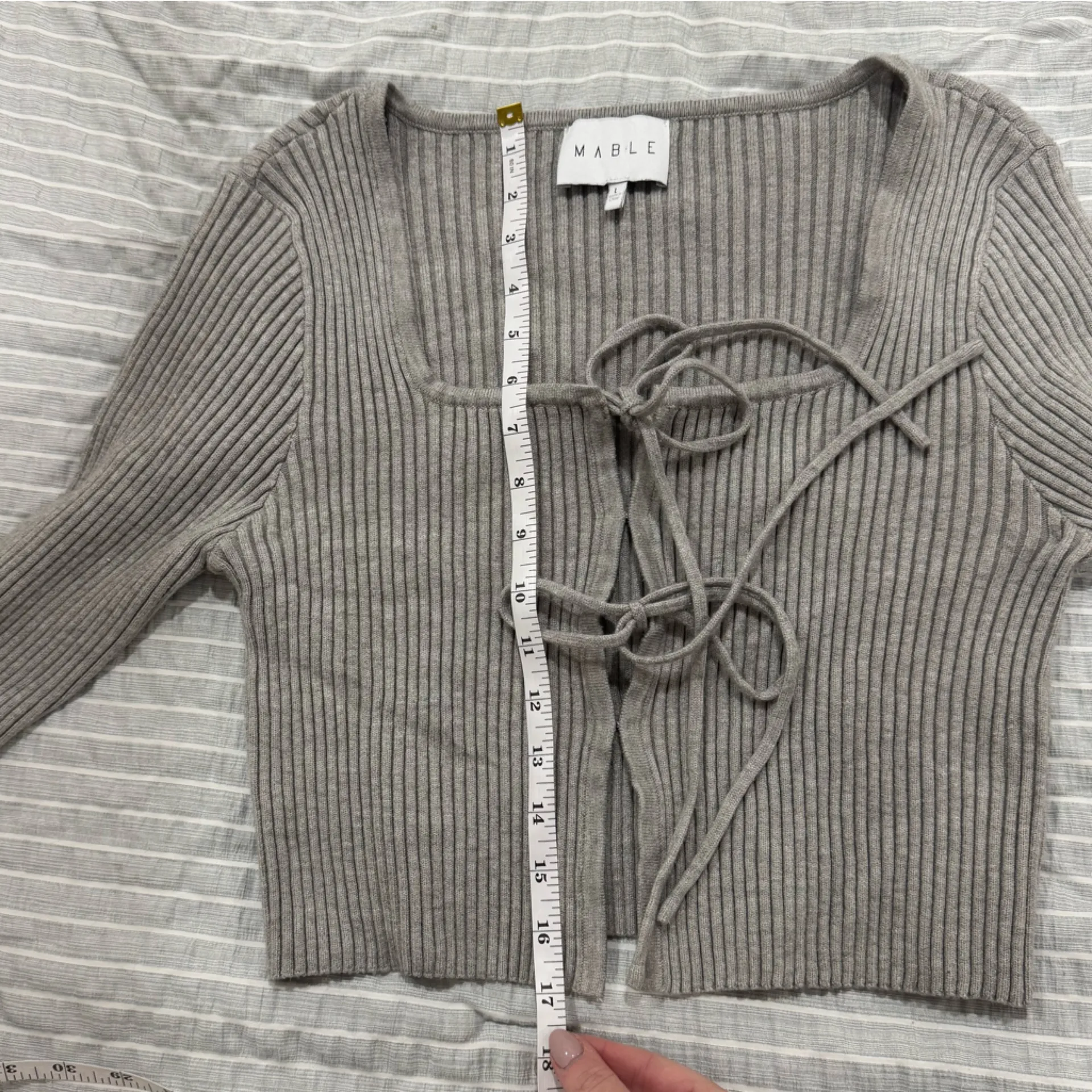 Mable front Tie Top Cardigan Large‎ Gray - Image 6