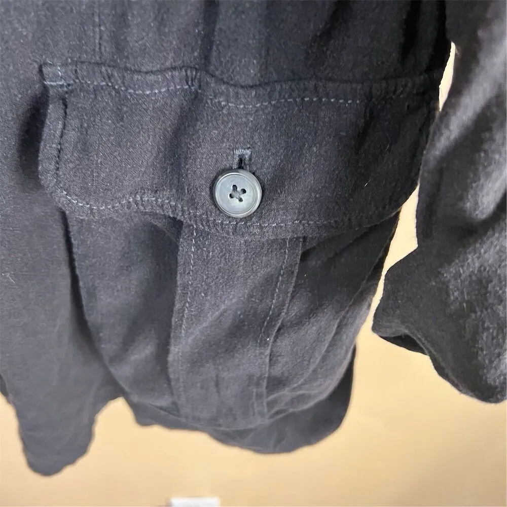 Free People Charly Blazer Midnight Black Size Medium Linen Boho Jacket‎ - Image 7