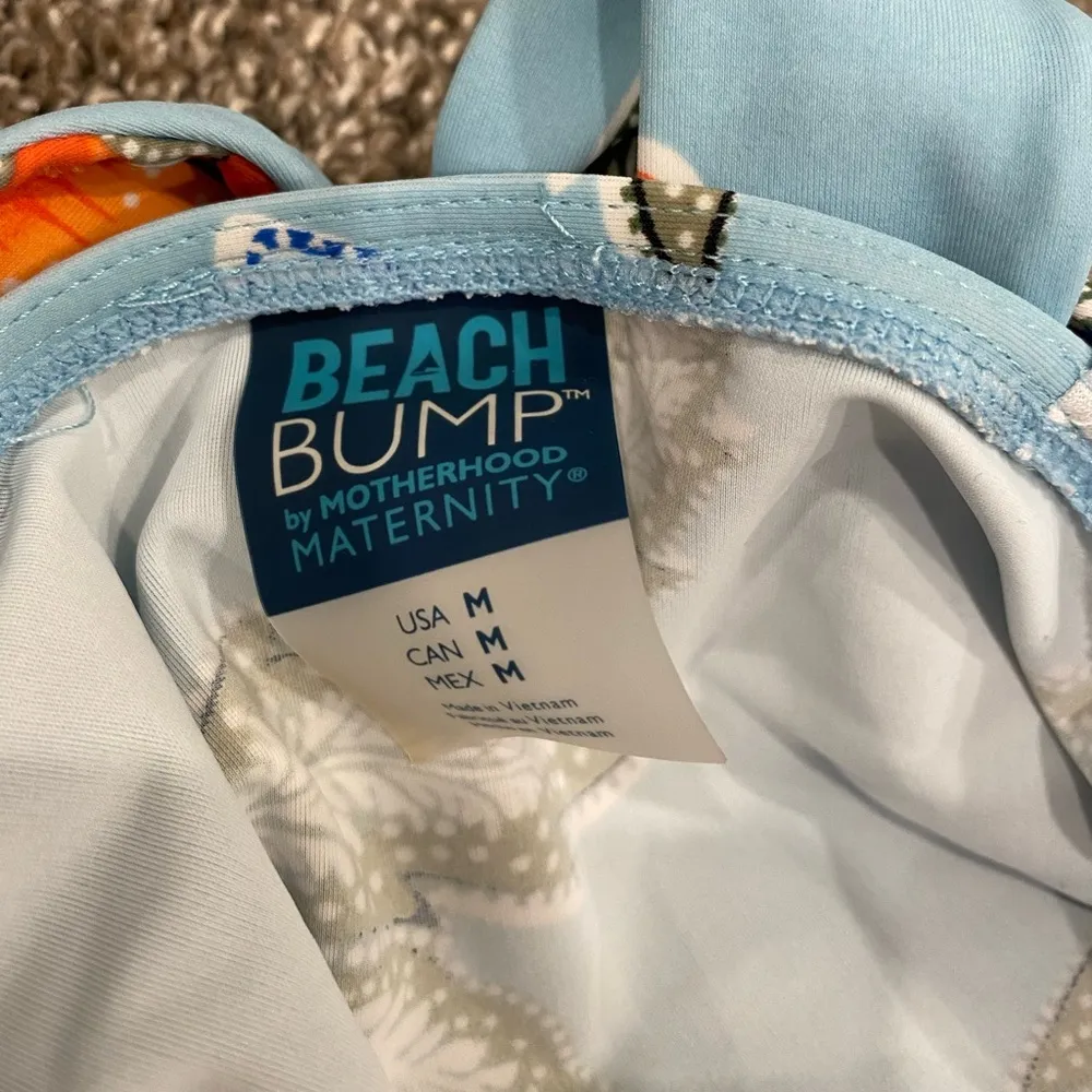 Beach Bump by Motherhood Maternity Blue Floral Keyhole Tie Back Tankini Top - Image 2