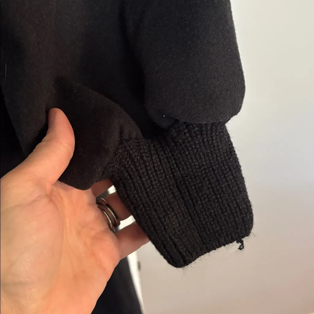 Who What Wear Fleece Black Long Sleeve Dress with Sweater Cuffed Sleeves - Image 6