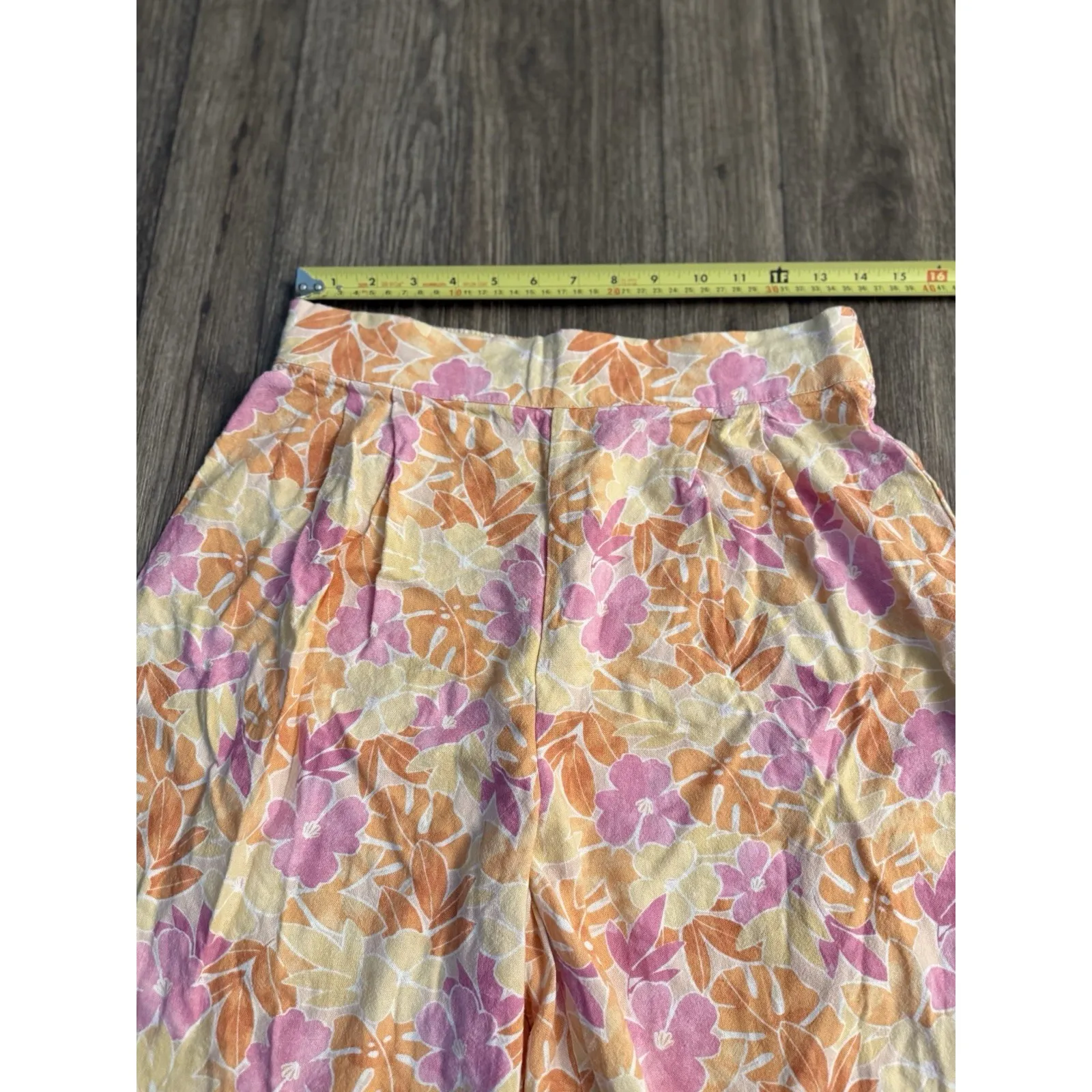 LULU'S Size M Island Imaginings Peach Floral Print Wide Leg Pleated Pants NWT Size M - Image 7