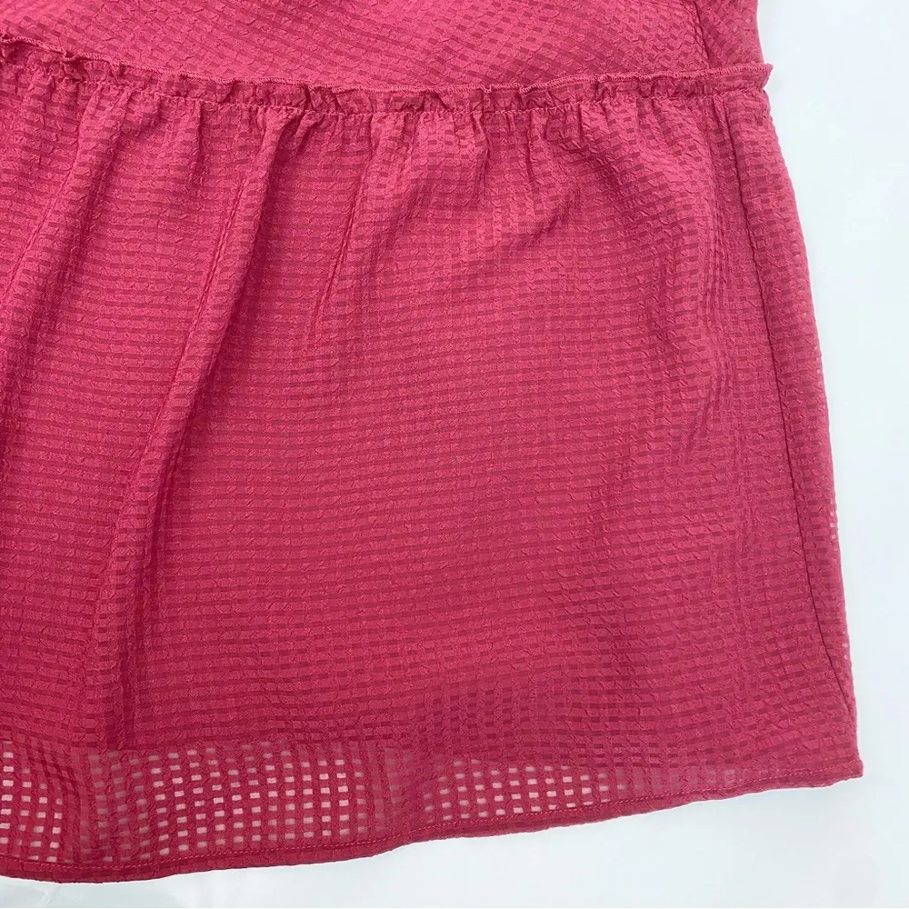 Eloquii One Shoulder Bow Detail Tiered Ruffle Midi Dress: Raspberry Red - Image 10