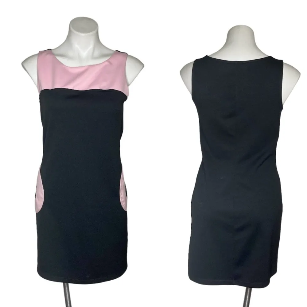 WISHES WISHES WISHES Black Pink Sheath Dress Sleeveless Stretch Size Medium - Image 8