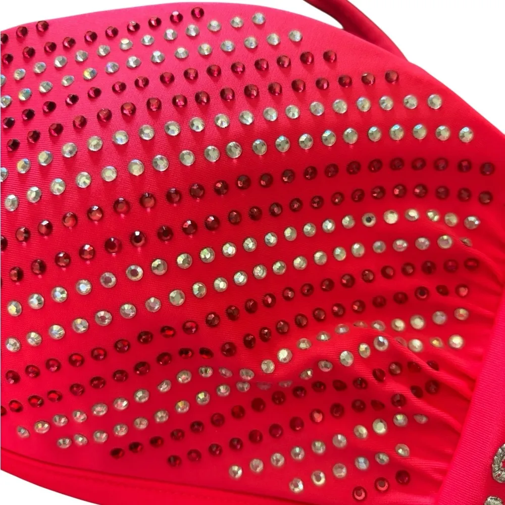 Miss Me Teen Idol Swimwear Top Bottom Bikini M/L In Strawberry Bling Rhinestone - Image 2