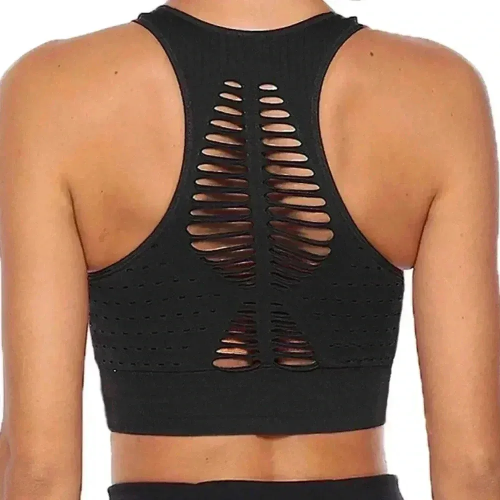 🆕Rene Rofe Seamless Cut Out Black Sport Bra🆕 Size L - Image 3