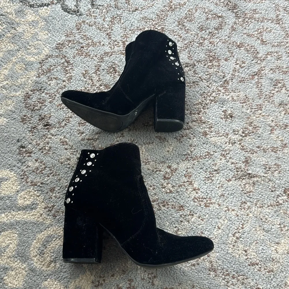 Guess Velvet Bedazzled Booties Black 9 - Image 3