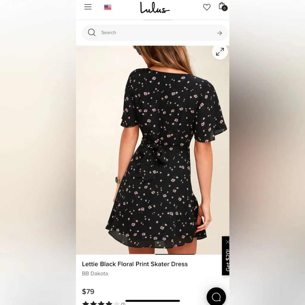 BB Dakota Black Fit and Flare Mini Lettie Black Floral Print Skater Dress NWOT - Image 3