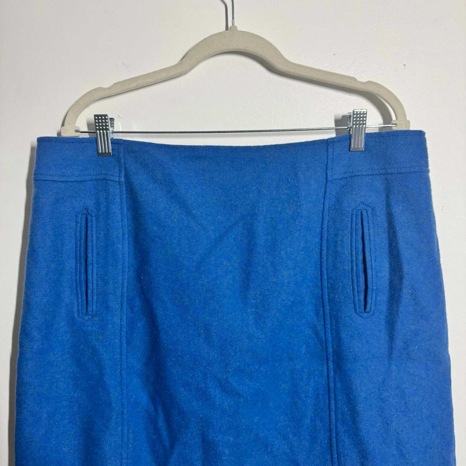 Talbots Wool Skirt Women 16 Plus Size Blue Mid Thigh Length Preppy Old Money - Image 2