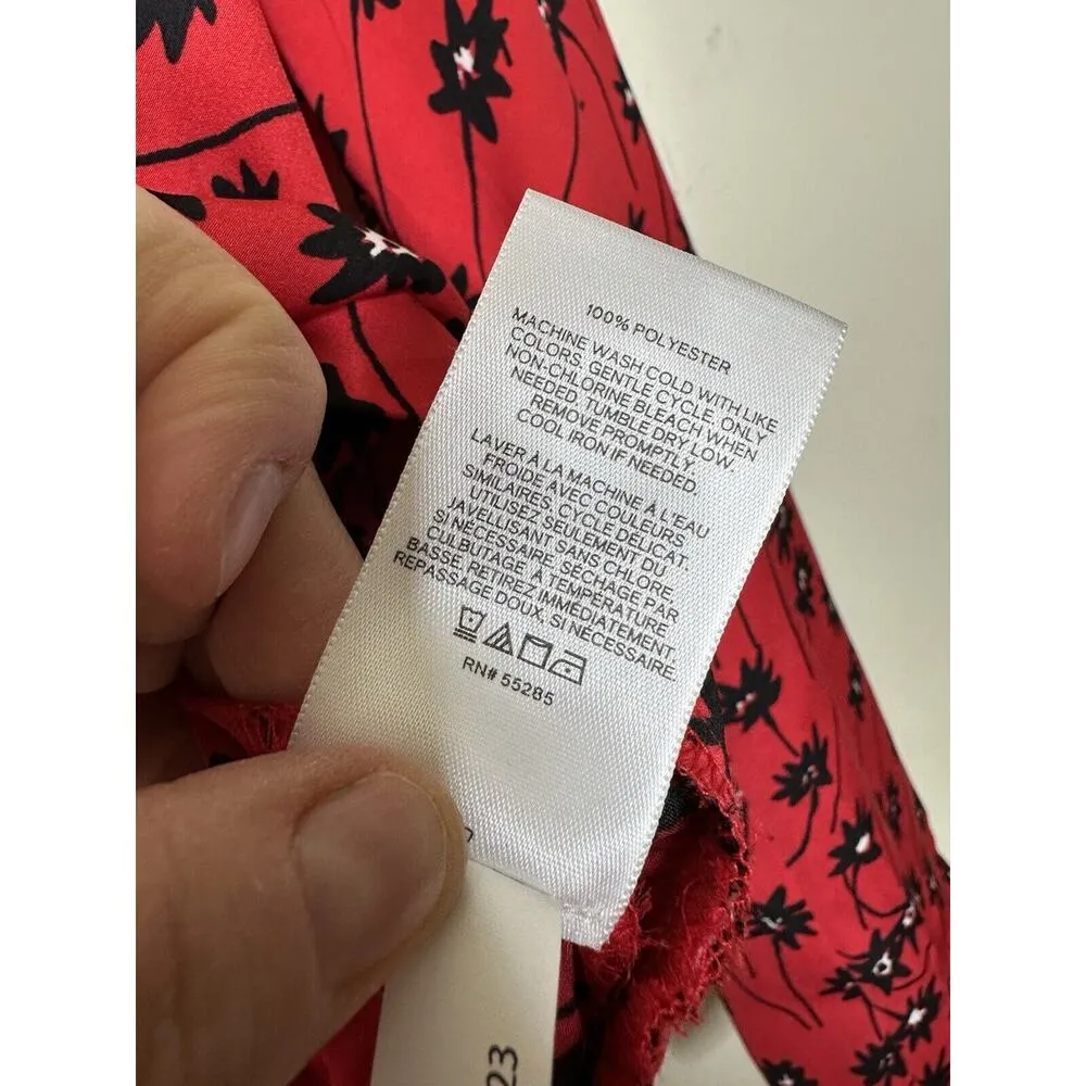 Express Size Large NEW Floral Faux Wrap Blouse Long Sleeve Boho Hippie Satin - Image 6