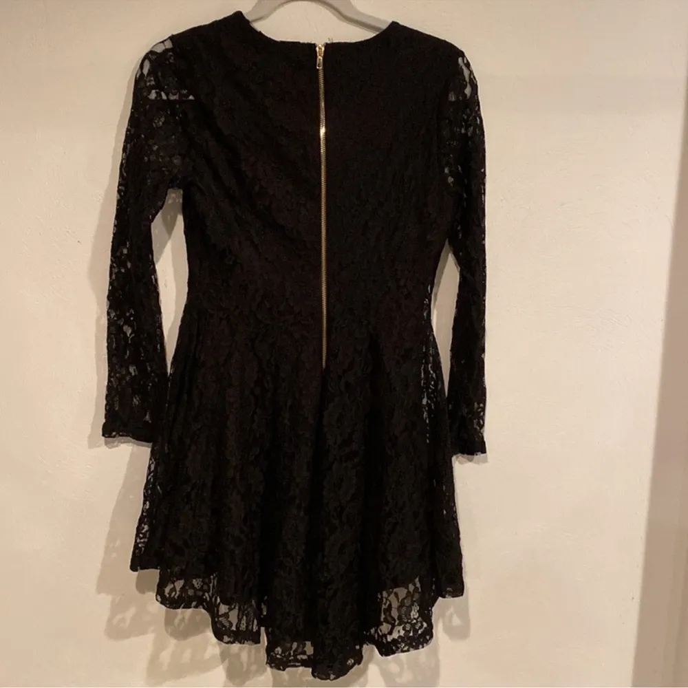 Altar'd State Black Lace Fit and Flare Long Sleeve Skater Dress Size XS - Image 3