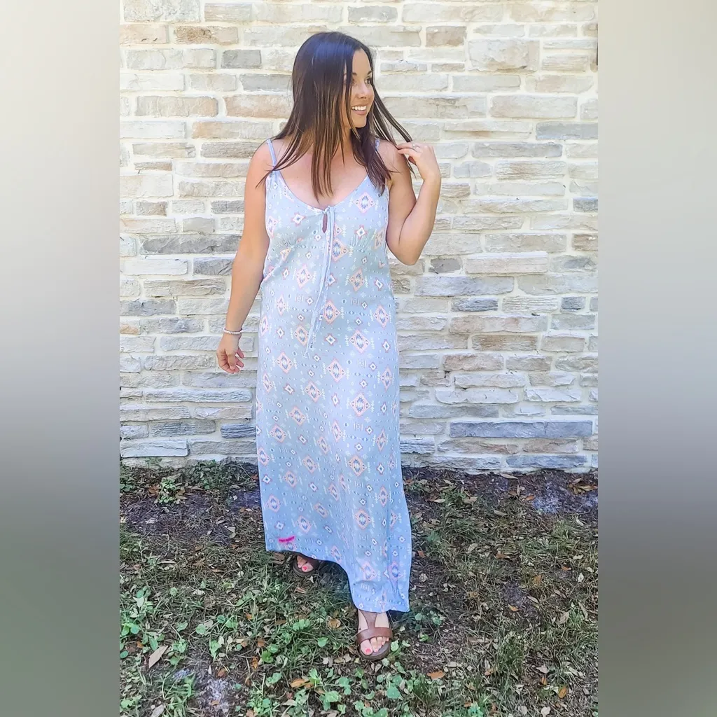 NWT Simply Southern Aztec Print Maxi Dress Blue Pink Size XXL - Image 4