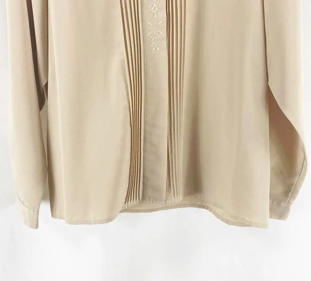 ATTITUDES 90s Y2K Vintage Nude Round Neck Button Down Shirt Size 14 - Image 10