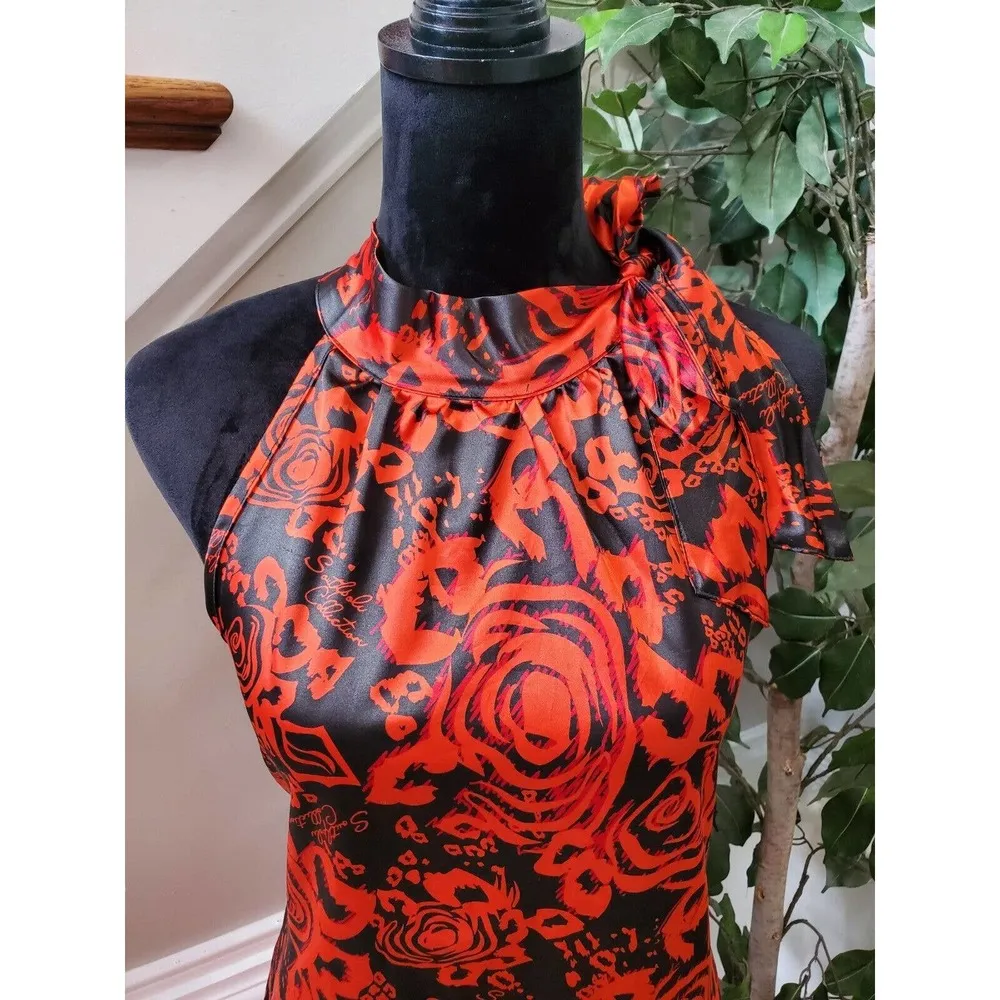 Soutlpole Collection Women's Black Floral Halter Neck Sleeveless Top Blouse XL - Image 2