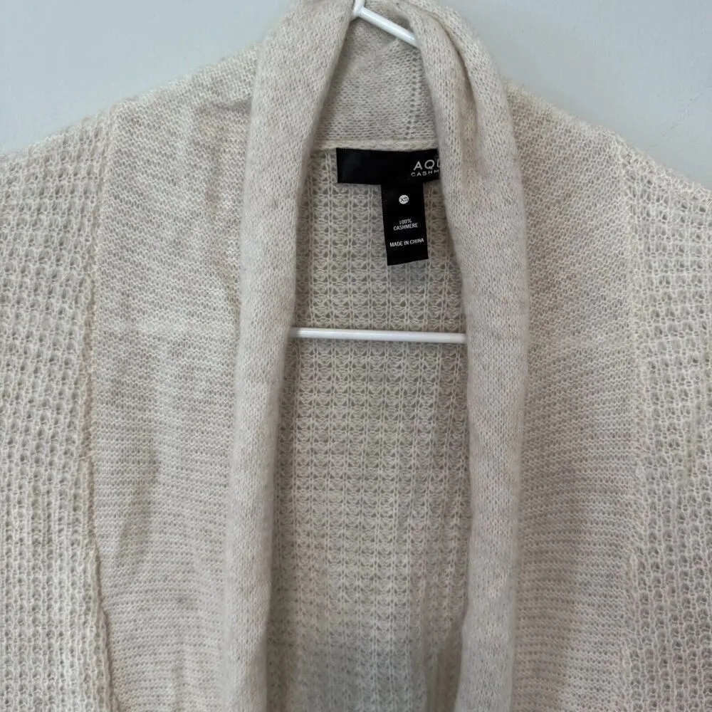 Bloomingdales Aqua Drape Open Front 100% Cashmere Cardigan Sweater XS $198 1637 - Image 4