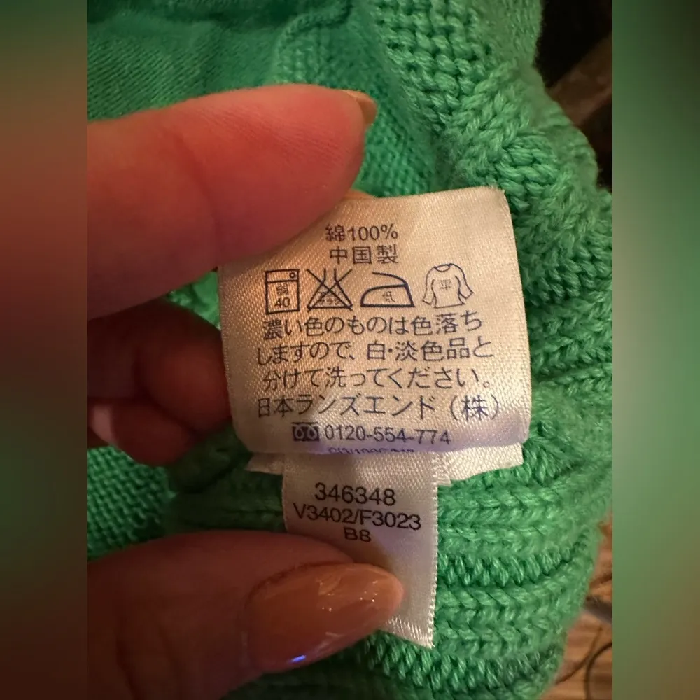 EUC Lands End Size Vintage Green Yellow Cotton Quarter Zip  90s Sweater Womens - Image 6