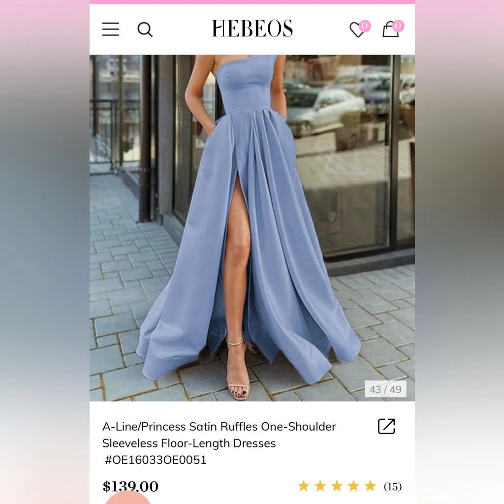 NEW! HEBEOS A-Line/Princess Satin Ruffles One-Shoulder Floor-Length Dress size 4 - Image 10