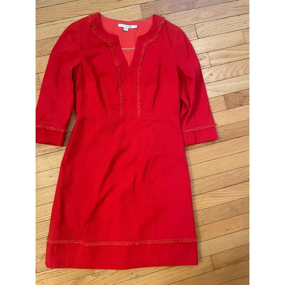 Boden fringe detail dress in‎ red - Image 3