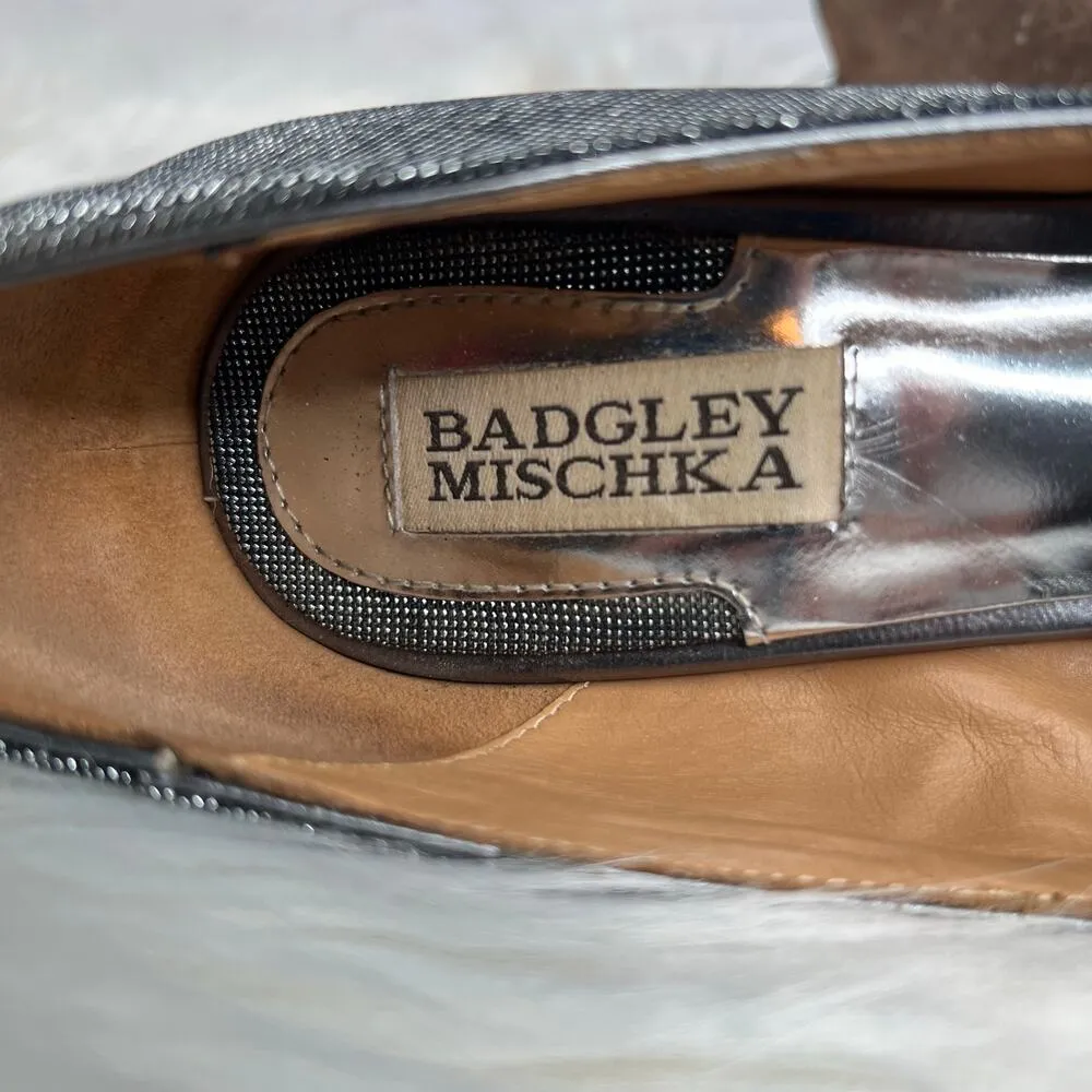 Badgley Mischka Monili gray glitter peep toe pumps Size 7.5 - Image 9