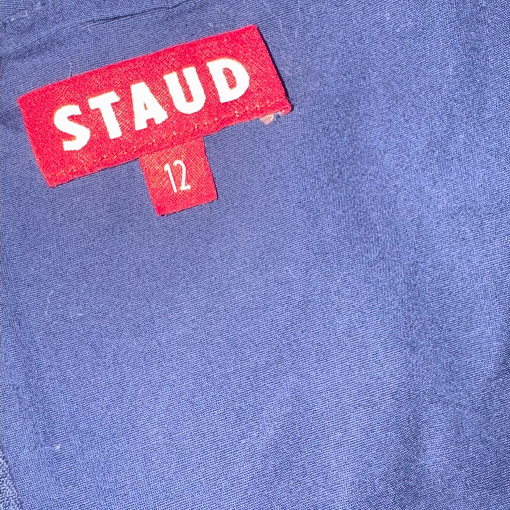 NWOT STAUD DENA drop waist Navy Blue Midi Dress sz 12 - Image 7