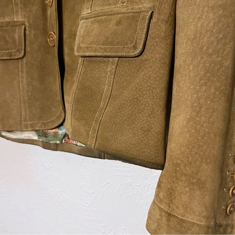 EDDIE BAUER Seattle Suede Washable Leather Jacket TAN-BUFF  MEDIUM Women’s - Image 8