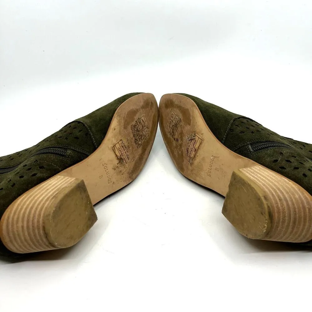 Soludos Lola Green Suede Perforated Bootie Women's 8 US - Image 8