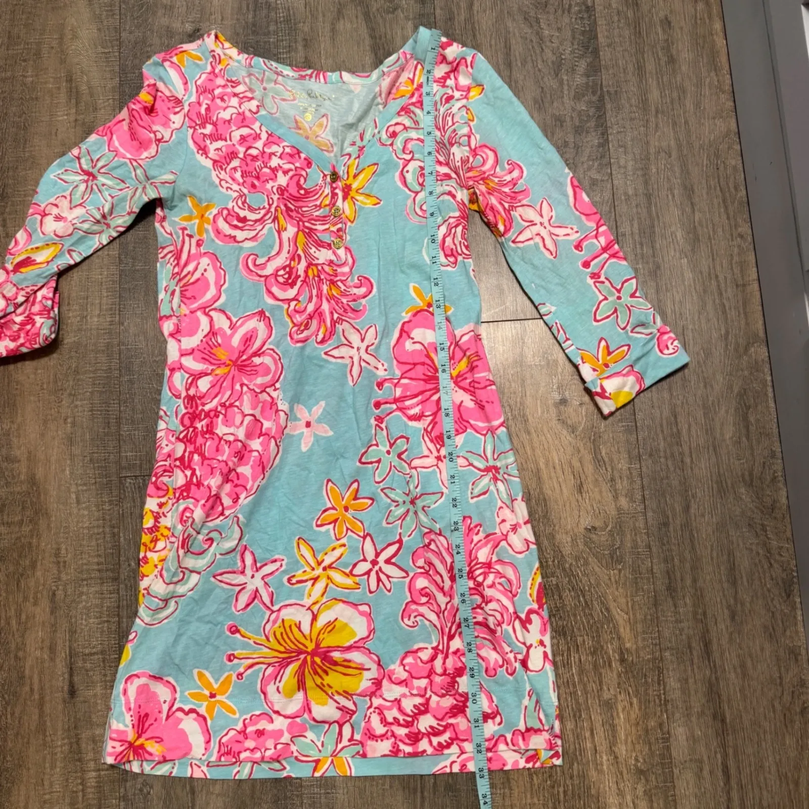 Lilly Pulitzer Palmetto Dress Breakwater Blue V-Neck Small 100% Pima Cotton - Image 6