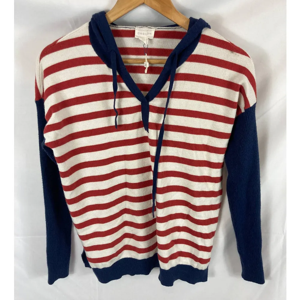 Caslon Red White Blue Stripe Hoodie Size small - Image 2
