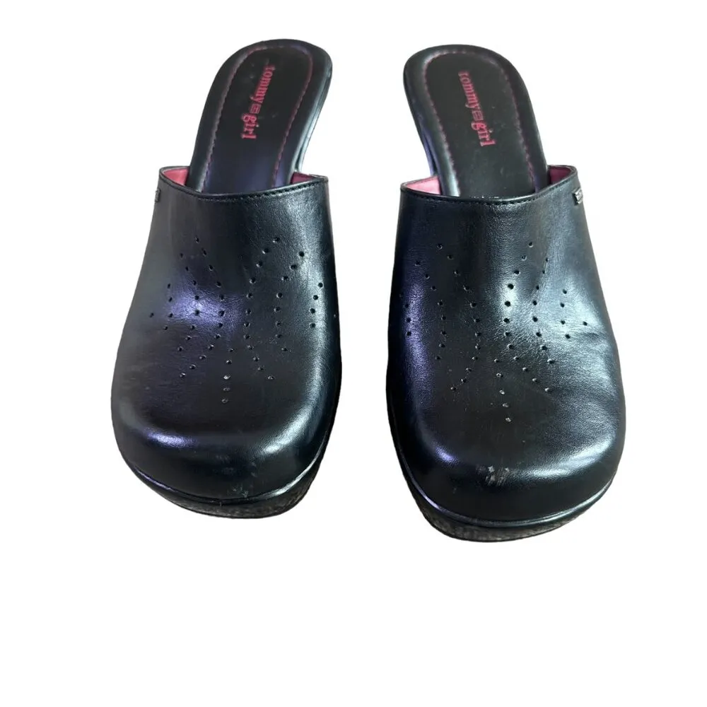 Tommy Girl Retro Y2K Backless Closed-Toe Wedges Slip On Leather SIze 8.5 Women's - Image 3