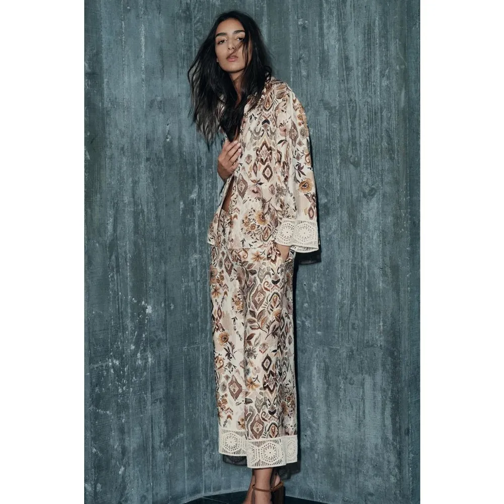 NWT ZARA PRINTED GUIPURE PANTS | SIZE S - Image 5