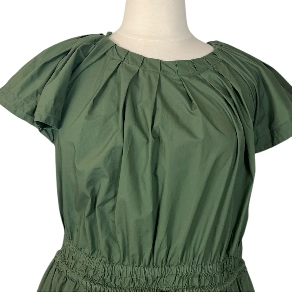 Lane Bryant Midi Dress Poplin Cotton Smocked Waist Olive Green Women’s Size 20 - Image 5