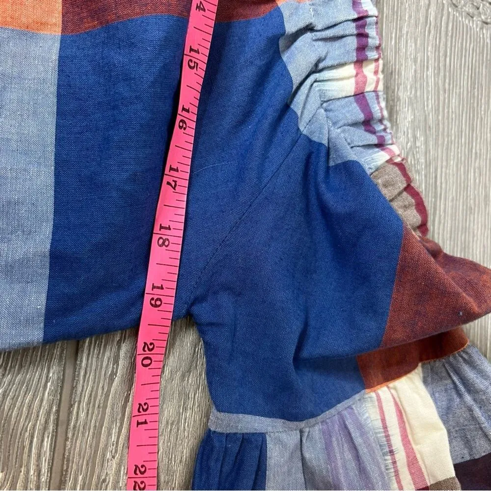 Warm NY Red And Blue Plaid Off The Shoulder Mini Swing Dress Size - Image 4