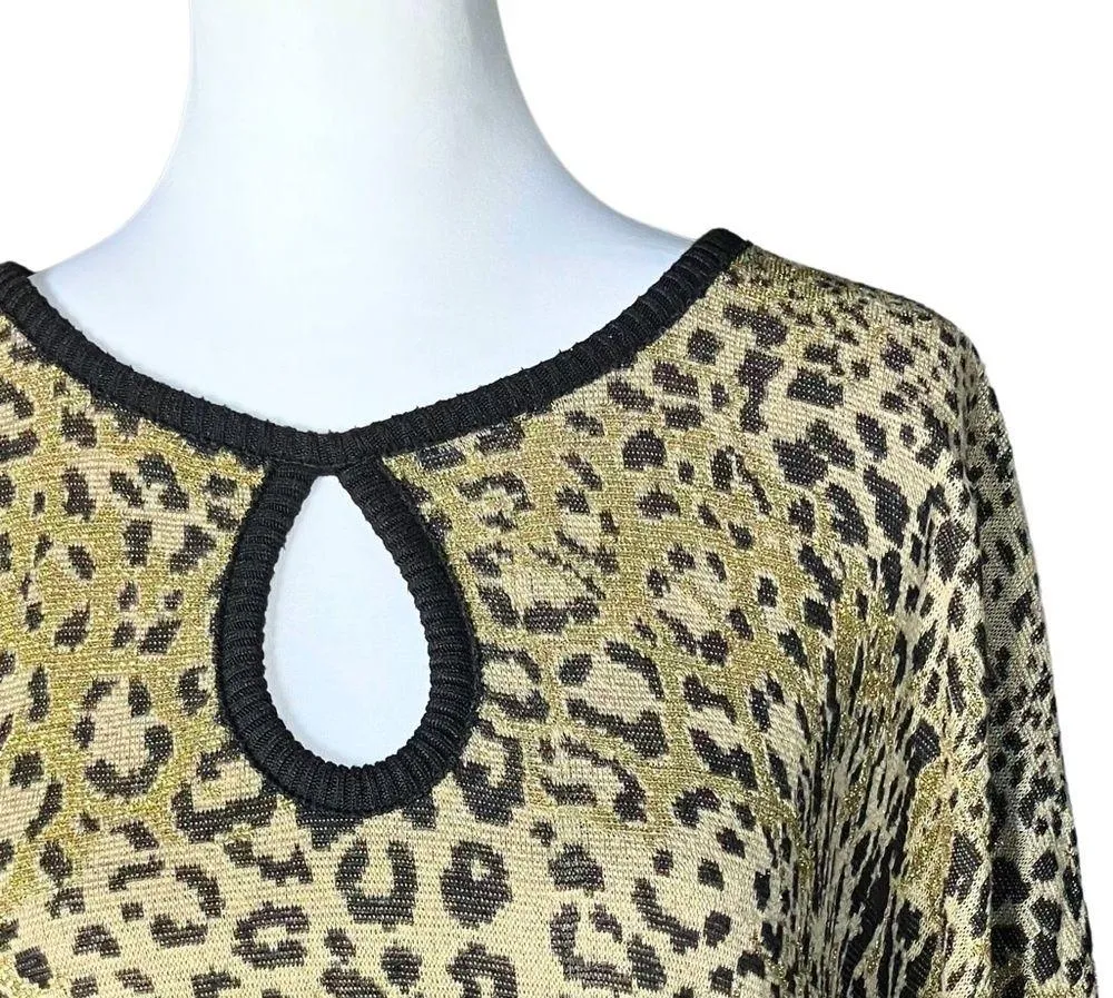 Y2K Vintage Leopard Print Poncho Keyhole Sweater. XS. Cheetah, Girlhood, Sparkle Tan - Image 6
