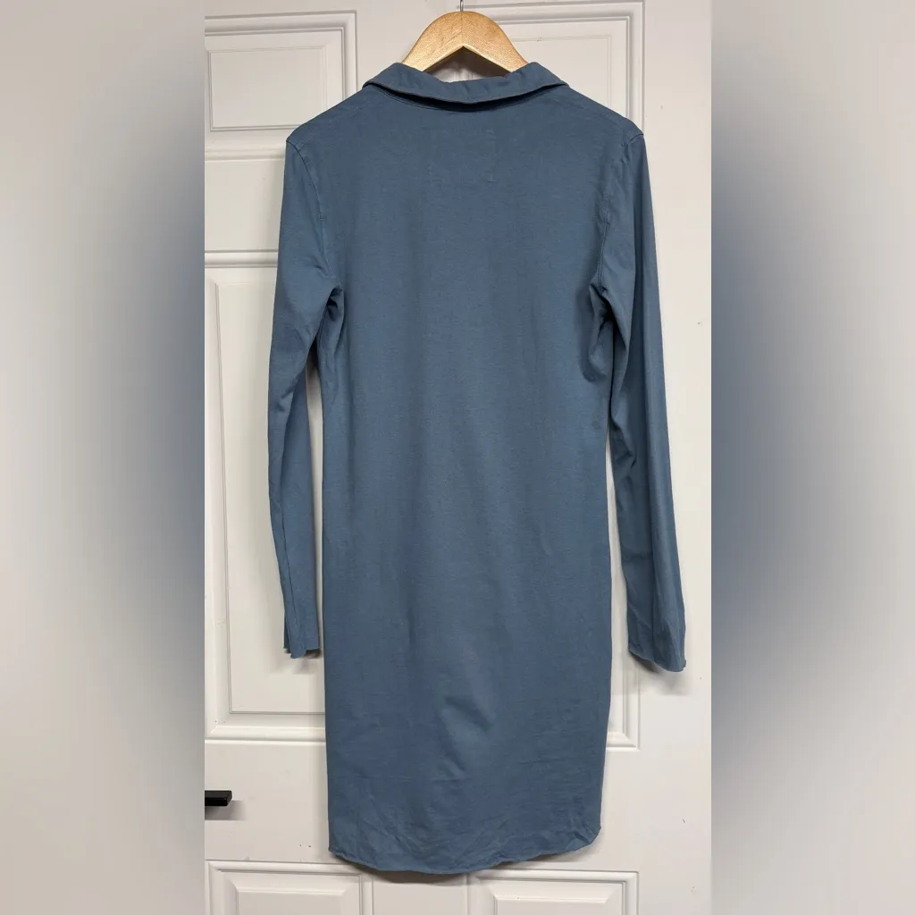 Frank & Eileen $188 Nicole Henley Polo Shirt Dress Hydrangea Blue Resort - Image 3