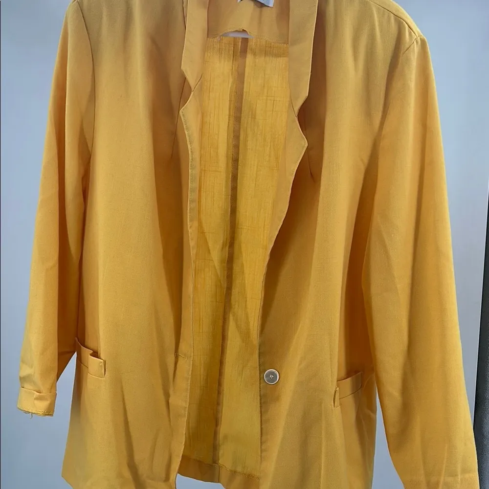 Alfred Dunner Yellow Blazer Lightweight Suit Jacket 20 plus size 80s spring - Image 4