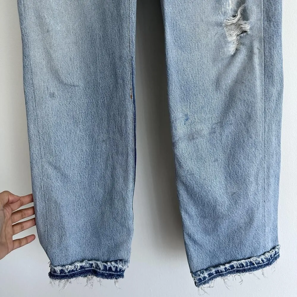 RE/DONE X Levis Jumpsuit Womens XS Denim Flared Distressed Indigo Reconstructed - Image 11