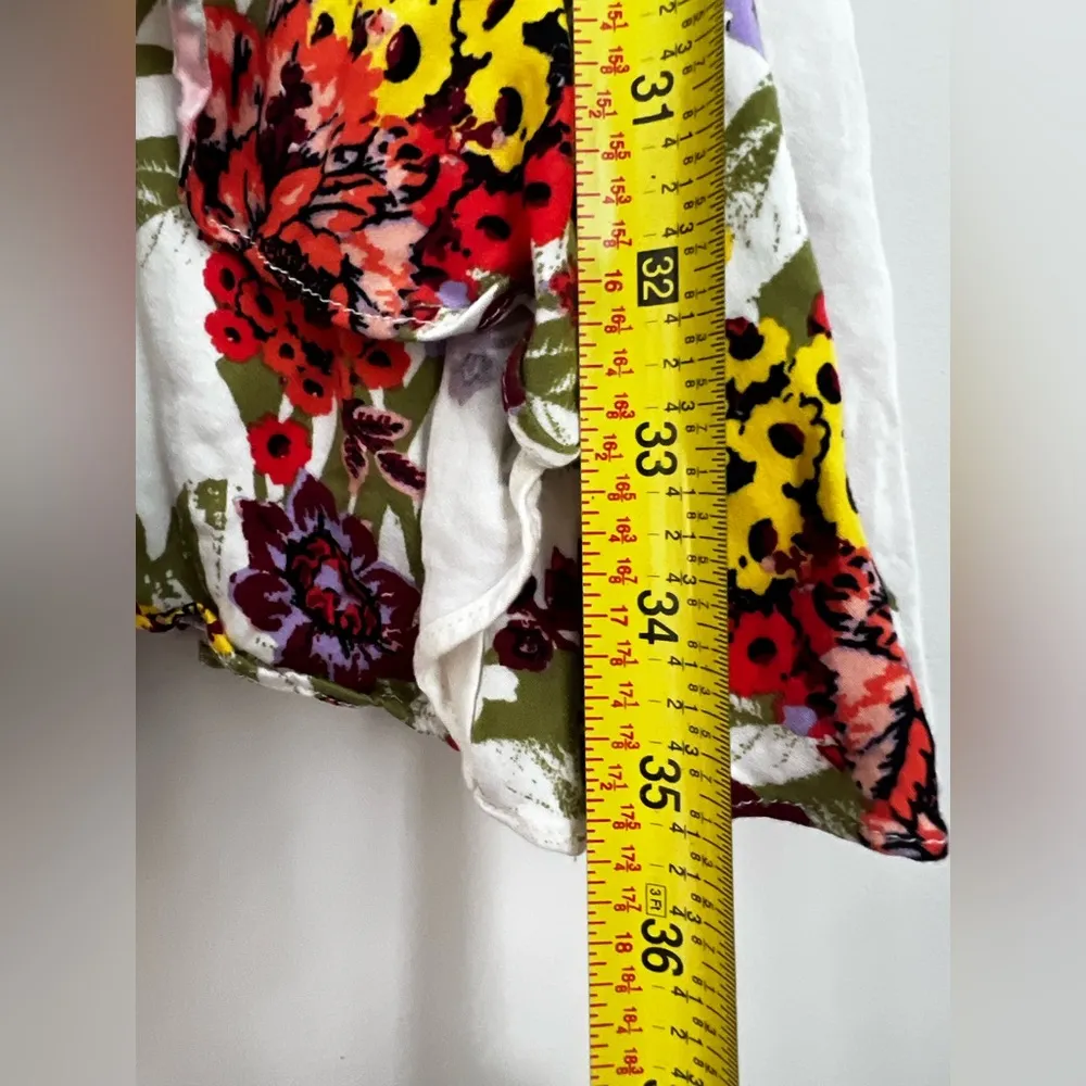 Free People Happy Heart Mini Floral Dress ruched ruffle smock boho L - Image 8