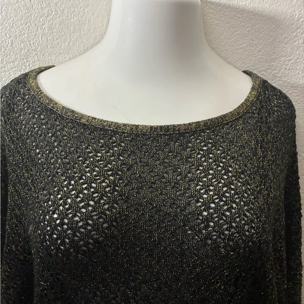 Baby Phat Black Gold Crochet Dolman Sleeve Sweater Top 1X - Image 9