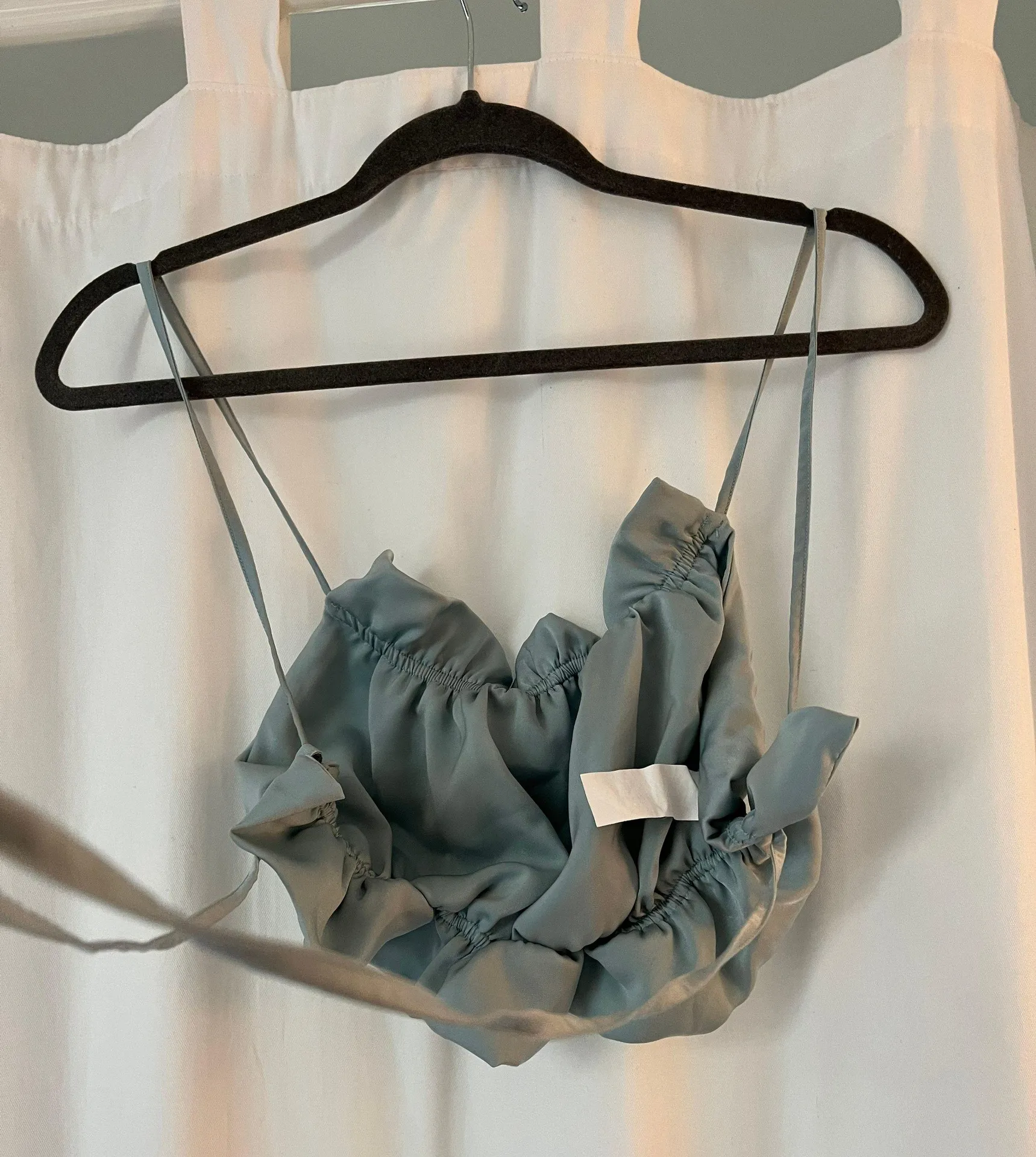 Open Back Satin Going Out Top Blue - Image 2