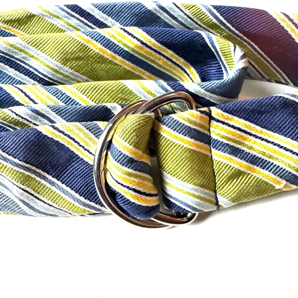 Old Navy  VIntage Y2K Style  Adjustable  Blue & Green Silk Tie Belt Sz S - Image 5
