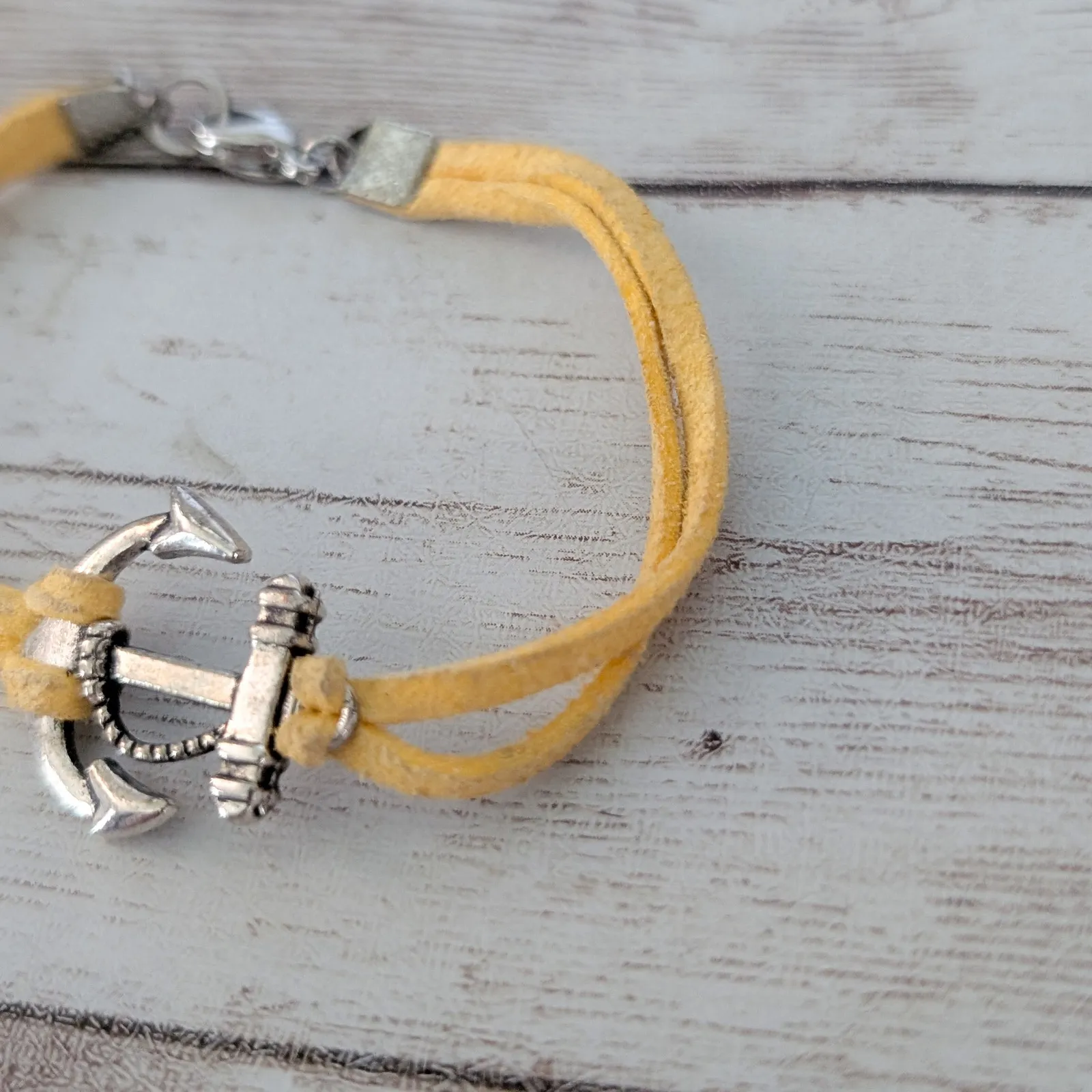 Yellow Cord Bracelet with Anchor Charm - Image 2