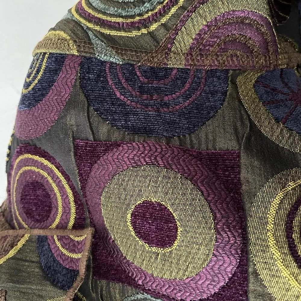Vtg Womens Funky Kaleidoscope Jacket M Jacquard Boho Futuristic Eclectic Artsy Purple Size M - Image 6